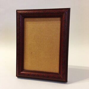 Picture Frame Cass Leaf Pattern Wood 4 1/2" X 6 1/2" Photo Desk Table Red Brown